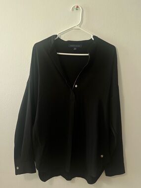 Tommy Hilfiger Black Long-Sleeve Split V-Neck Tunic